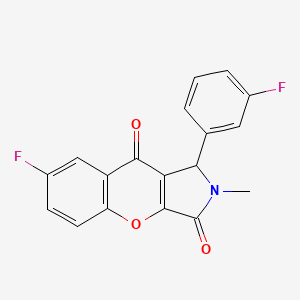 molecular formula C18H11F2NO3 B14096975 7-Fluoro-1-(3-fluorophenyl)-2-methyl-1,2-dihydrochromeno[2,3-c]pyrrole-3,9-dione 