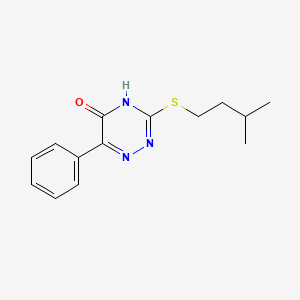 molecular formula C14H17N3OS B14096997 3-[(3-Methylbutyl)sulfanyl]-6-phenyl-1,2,4-triazin-5-ol 