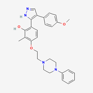 6-[4-(4-methoxyphenyl)-1H-pyrazol-5-yl]-2-methyl-3-[2-(4-phenylpiperazin-1-yl)ethoxy]phenol