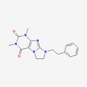 molecular formula C17H19N5O2 B14097018 1,3-dimethyl-8-(2-phenylethyl)-7,8-dihydro-1H-imidazo[2,1-f]purine-2,4(3H,6H)-dione 