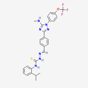 molecular formula C27H26F3N7OS B14097040 3-(2-isopropylphenyl)-1-[(E)-({4-[5-(methylamino)-1-[4-(trifluoromethoxy)phenyl]-1,2,4-triazol-3-yl]phenyl}methylidene)amino]thiourea 