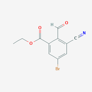 molecular formula C11H8BrNO3 B1409712 Ethyl 5-bromo-3-cyano-2-formylbenzoate CAS No. 1805592-10-2