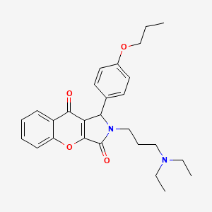 molecular formula C27H32N2O4 B14097122 2-[3-(Diethylamino)propyl]-1-(4-propoxyphenyl)-1,2-dihydrochromeno[2,3-c]pyrrole-3,9-dione 