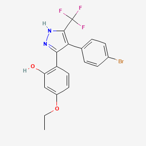 molecular formula C18H14BrF3N2O2 B14097126 2-[4-(4-bromophenyl)-3-(trifluoromethyl)-1H-pyrazol-5-yl]-5-ethoxyphenol 