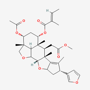 molecular formula C34H44O9 B14097223 [(1R,2S,6R,9R,10R,11R,12S,14R,15R)-14-acetyloxy-6-(furan-3-yl)-10-(2-methoxy-2-oxoethyl)-7,9,11,15-tetramethyl-3,17-dioxapentacyclo[9.6.1.02,9.04,8.015,18]octadec-7-en-12-yl] (E)-2-methylbut-2-enoate 