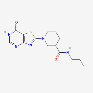 molecular formula C14H19N5O2S B14097234 1-(7-oxo-6,7-dihydro[1,3]thiazolo[4,5-d]pyrimidin-2-yl)-N-propylpiperidine-3-carboxamide 