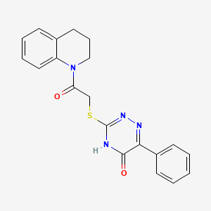 molecular formula C20H18N4O2S B14097238 1-(3,4-dihydroquinolin-1(2H)-yl)-2-[(5-hydroxy-6-phenyl-1,2,4-triazin-3-yl)sulfanyl]ethanone 