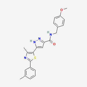 molecular formula C23H22N4O2S B14097271 N-(4-methoxybenzyl)-3-(4-methyl-2-(m-tolyl)thiazol-5-yl)-1H-pyrazole-5-carboxamide 