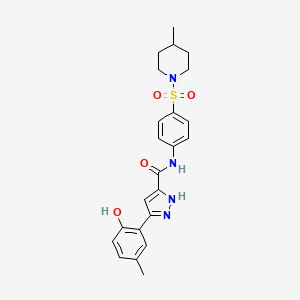 5-(2-hydroxy-5-methylphenyl)-N-{4-[(4-methylpiperidin-1-yl)sulfonyl]phenyl}-1H-pyrazole-3-carboxamide