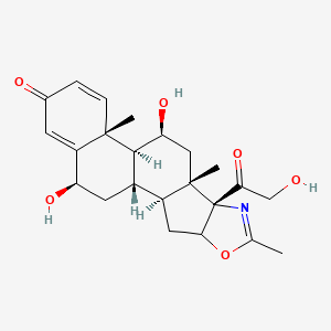 molecular formula C23H29NO6 B14097312 (1S,2S,8S,9S,11S,12S,13R,19R)-11,19-dihydroxy-8-(2-hydroxyacetyl)-6,9,13-trimethyl-5-oxa-7-azapentacyclo[10.8.0.02,9.04,8.013,18]icosa-6,14,17-trien-16-one 