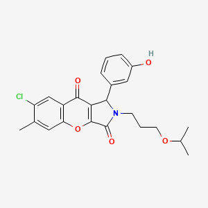 molecular formula C24H24ClNO5 B14097323 7-Chloro-1-(3-hydroxyphenyl)-6-methyl-2-[3-(propan-2-yloxy)propyl]-1,2-dihydrochromeno[2,3-c]pyrrole-3,9-dione 