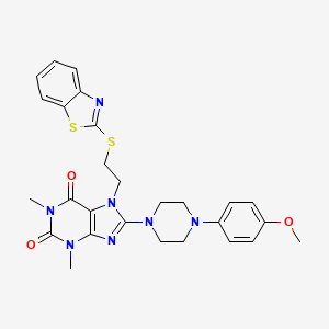 molecular formula C27H29N7O3S2 B14097328 7-[2-(1,3-Benzothiazol-2-ylsulfanyl)ethyl]-8-[4-(4-methoxyphenyl)piperazin-1-yl]-1,3-dimethylpurine-2,6-dione 