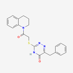 molecular formula C21H20N4O2S B14097336 2-[(6-benzyl-5-hydroxy-1,2,4-triazin-3-yl)sulfanyl]-1-(3,4-dihydroquinolin-1(2H)-yl)ethanone 