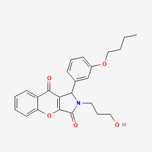 molecular formula C24H25NO5 B14097351 1-(3-Butoxyphenyl)-2-(3-hydroxypropyl)-1,2-dihydrochromeno[2,3-c]pyrrole-3,9-dione 