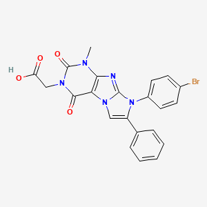 molecular formula C22H16BrN5O4 B14097376 [8-(4-bromophenyl)-1-methyl-2,4-dioxo-7-phenyl-1,2,4,8-tetrahydro-3H-imidazo[2,1-f]purin-3-yl]acetic acid 