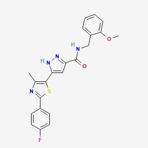 molecular formula C22H19FN4O2S B14097433 3-(2-(4-fluorophenyl)-4-methylthiazol-5-yl)-N-(2-methoxybenzyl)-1H-pyrazole-5-carboxamide 