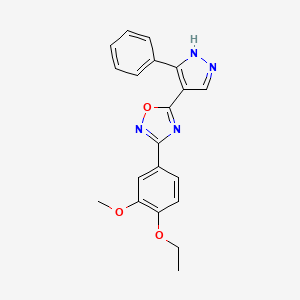 molecular formula C20H18N4O3 B14097443 3-(4-ethoxy-3-methoxyphenyl)-5-(3-phenyl-1H-pyrazol-4-yl)-1,2,4-oxadiazole 