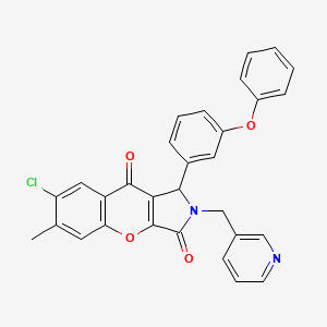 molecular formula C30H21ClN2O4 B14097450 7-Chloro-6-methyl-1-(3-phenoxyphenyl)-2-(pyridin-3-ylmethyl)-1,2-dihydrochromeno[2,3-c]pyrrole-3,9-dione 