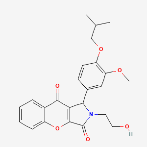 molecular formula C24H25NO6 B14097456 2-(2-Hydroxyethyl)-1-[3-methoxy-4-(2-methylpropoxy)phenyl]-1,2-dihydrochromeno[2,3-c]pyrrole-3,9-dione 