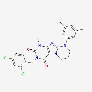 molecular formula C24H23Cl2N5O2 B14097461 3-[(2,4-dichlorophenyl)methyl]-9-(3,5-dimethylphenyl)-1-methyl-7,8-dihydro-6H-purino[7,8-a]pyrimidine-2,4-dione 