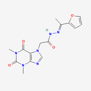 molecular formula C15H16N6O4 B14097616 2-(1,3-dimethyl-2,6-dioxo-1,2,3,6-tetrahydro-7H-purin-7-yl)-N'-[(1E)-1-(furan-2-yl)ethylidene]acetohydrazide 