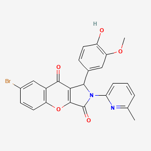 molecular formula C24H17BrN2O5 B14097617 7-Bromo-1-(4-hydroxy-3-methoxyphenyl)-2-(6-methylpyridin-2-yl)-1,2-dihydrochromeno[2,3-c]pyrrole-3,9-dione 