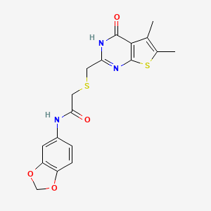 N-(1,3-benzodioxol-5-yl)-2-{[(4-hydroxy-5,6-dimethylthieno[2,3-d]pyrimidin-2-yl)methyl]sulfanyl}acetamide