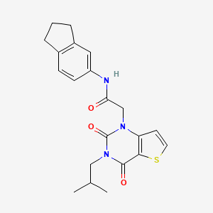 molecular formula C21H23N3O3S B14097674 N-(2,3-dihydro-1H-inden-5-yl)-2-[3-(2-methylpropyl)-2,4-dioxo-3,4-dihydrothieno[3,2-d]pyrimidin-1(2H)-yl]acetamide 