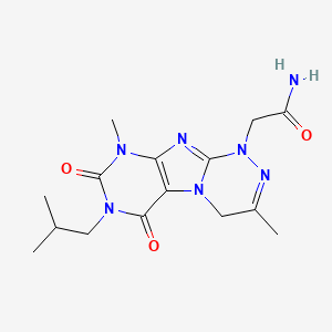 molecular formula C15H21N7O3 B14097676 2-[3,9-dimethyl-7-(2-methylpropyl)-6,8-dioxo-6,7,8,9-tetrahydro[1,2,4]triazino[3,4-f]purin-1(4H)-yl]acetamide 