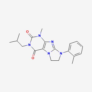 molecular formula C19H23N5O2 B14097678 1-methyl-8-(2-methylphenyl)-3-(2-methylpropyl)-7,8-dihydro-1H-imidazo[2,1-f]purine-2,4(3H,6H)-dione 