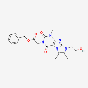 molecular formula C21H23N5O5 B14097679 benzyl [8-(2-hydroxyethyl)-1,6,7-trimethyl-2,4-dioxo-1,2,4,8-tetrahydro-3H-imidazo[2,1-f]purin-3-yl]acetate 