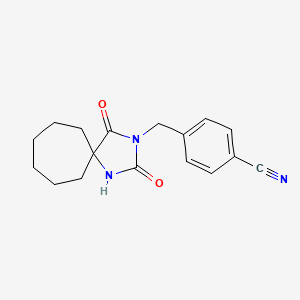 molecular formula C17H19N3O2 B14097748 4-((2,4-Dioxo-1,3-diazaspiro[4.6]undecan-3-yl)methyl)benzonitrile 