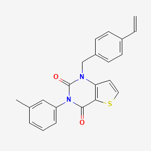 molecular formula C22H18N2O2S B14097753 1-(4-ethenylbenzyl)-3-(3-methylphenyl)thieno[3,2-d]pyrimidine-2,4(1H,3H)-dione 