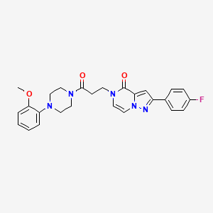 molecular formula C26H26FN5O3 B14097766 2-(4-fluorophenyl)-5-{3-[4-(2-methoxyphenyl)piperazin-1-yl]-3-oxopropyl}pyrazolo[1,5-a]pyrazin-4(5H)-one 