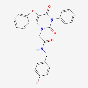 molecular formula C25H18FN3O4 B14097783 2-(2,4-dioxo-3-phenyl-3,4-dihydrobenzofuro[3,2-d]pyrimidin-1(2H)-yl)-N-(4-fluorobenzyl)acetamide 