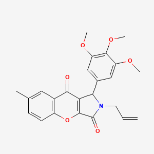 molecular formula C24H23NO6 B14097808 7-Methyl-2-(prop-2-en-1-yl)-1-(3,4,5-trimethoxyphenyl)-1,2-dihydrochromeno[2,3-c]pyrrole-3,9-dione 