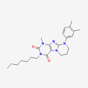 molecular formula C24H33N5O2 B14097812 9-(3,4-dimethylphenyl)-3-heptyl-1-methyl-6,7,8,9-tetrahydropyrimido[2,1-f]purine-2,4(1H,3H)-dione 