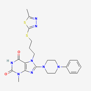 3-Methyl-7-[3-[(5-methyl-1,3,4-thiadiazol-2-yl)sulfanyl]propyl]-8-(4-phenylpiperazin-1-yl)purine-2,6-dione