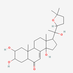 molecular formula C27H42O6 B14097839 22,25-Epoxy-2,3,14,20-tetrahydroxycholest-7-en-6-one 