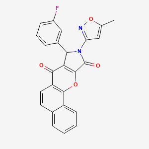 molecular formula C25H15FN2O4 B14097850 8-(3-Fluorophenyl)-9-(5-methyl-1,2-oxazol-3-yl)-8,9-dihydrobenzo[7,8]chromeno[2,3-c]pyrrole-7,10-dione 