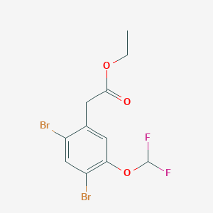 molecular formula C11H10Br2F2O3 B1409787 Ethyl 2,4-dibromo-5-(difluoromethoxy)phenylacetate CAS No. 1805473-57-7