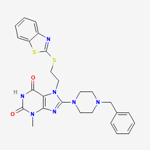 7-(2-(benzo[d]thiazol-2-ylthio)ethyl)-8-(4-benzylpiperazin-1-yl)-3-methyl-1H-purine-2,6(3H,7H)-dione