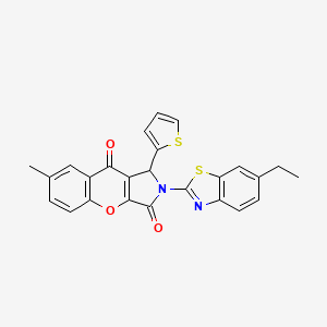 molecular formula C25H18N2O3S2 B14098009 2-(6-Ethyl-1,3-benzothiazol-2-yl)-7-methyl-1-(thiophen-2-yl)-1,2-dihydrochromeno[2,3-c]pyrrole-3,9-dione 