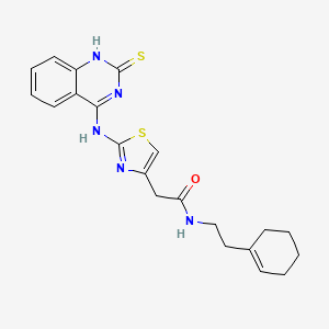 N-(2-(cyclohex-1-en-1-yl)ethyl)-2-(2-((2-thioxo-1,2-dihydroquinazolin-4-yl)amino)thiazol-4-yl)acetamide