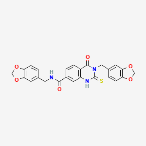 molecular formula C25H19N3O6S B14098051 N,3-bis(benzo[d][1,3]dioxol-5-ylmethyl)-4-oxo-2-thioxo-1,2,3,4-tetrahydroquinazoline-7-carboxamide 