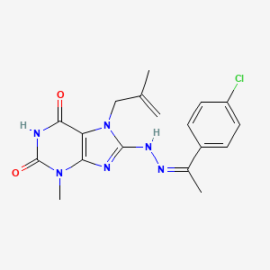 molecular formula C18H19ClN6O2 B14098057 8-{(2Z)-2-[1-(4-chlorophenyl)ethylidene]hydrazinyl}-3-methyl-7-(2-methylprop-2-en-1-yl)-3,7-dihydro-1H-purine-2,6-dione 