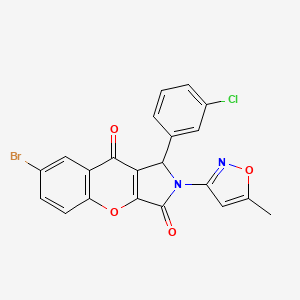 molecular formula C21H12BrClN2O4 B14098076 7-Bromo-1-(3-chlorophenyl)-2-(5-methyl-1,2-oxazol-3-yl)-1,2-dihydrochromeno[2,3-c]pyrrole-3,9-dione 