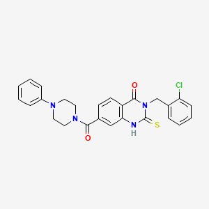 molecular formula C26H23ClN4O2S B14098099 3-(2-chlorobenzyl)-7-(4-phenylpiperazine-1-carbonyl)-2-thioxo-2,3-dihydroquinazolin-4(1H)-one 