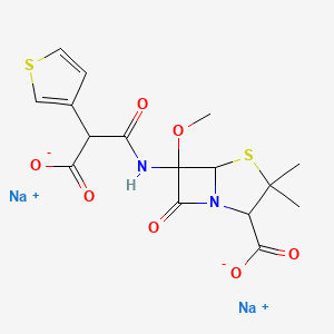 Disodium;6-[(2-carboxylato-2-thiophen-3-ylacetyl)amino]-6-methoxy-3,3-dimethyl-7-oxo-4-thia-1-azabicyclo[3.2.0]heptane-2-carboxylate