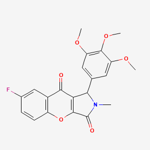 molecular formula C21H18FNO6 B14098121 7-Fluoro-2-methyl-1-(3,4,5-trimethoxyphenyl)-1,2-dihydrochromeno[2,3-c]pyrrole-3,9-dione 